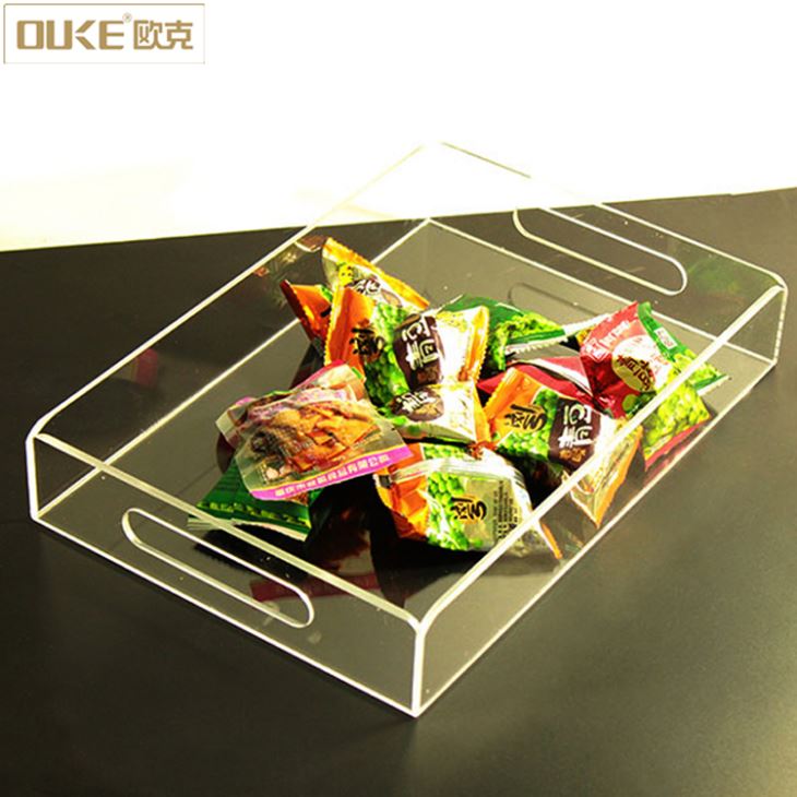 Handle Acrylic Food Fruit Juice Serving Tray